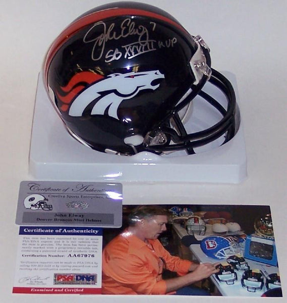 John Elway Autographed Hand Signed Denver Broncos Mini Helmet - PSA/DNA