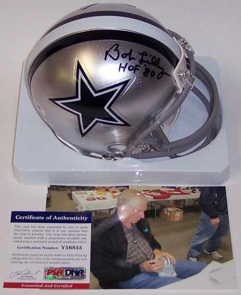 Bob Lilly Autographed Hand Signed Cowboys Mini Helmet - PSA/DNA