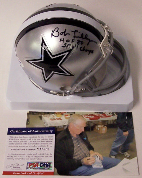 Bob Lilly Autographed Hand Signed Cowboys Mini Helmet - PSA/DNA