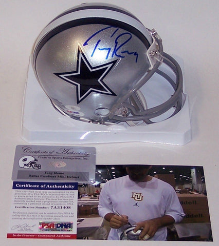 Tony Romo Autographed Hand Signed Cowboys Mini Helmet - PSA/DNA