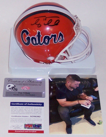 Tim Tebow Autographed Hand Signed Florida Gators Mini Helmet - PSA/DNA