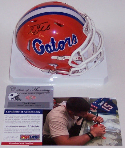 Tim Tebow Autographed Hand Signed Florida Gators Speed Mini Helmet - PSA/DNA
