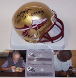 Bobby Bowden & Derrick Brooks Autographed Hand Signed Florida State Seminoles Mini Helmet - PSA/DNA