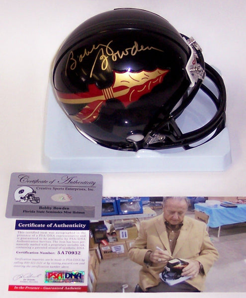 Bobby Bowden Autographed Hand Signed Florida State Seminoles Black Mini Helmet - PSA/DNA
