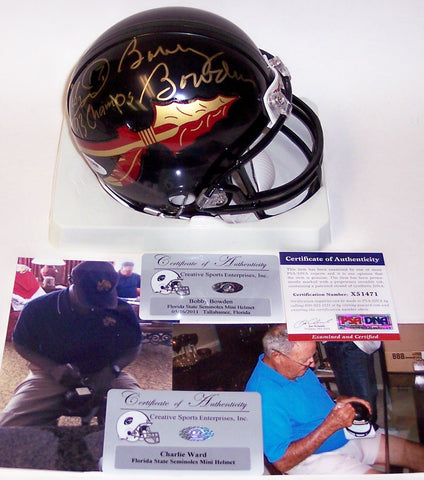 Bobby Bowden & Charlie Ward Hand Signed Florida State Seminoles Mini Helmet - PSA/DNA