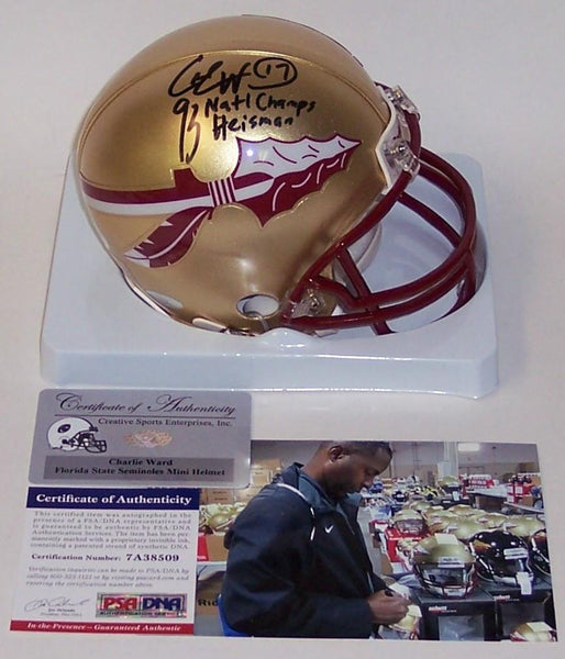 Charlie Ward Autographed Hand Signed FSU Florida State Seminoles Mini Helmet - PSA/DNA