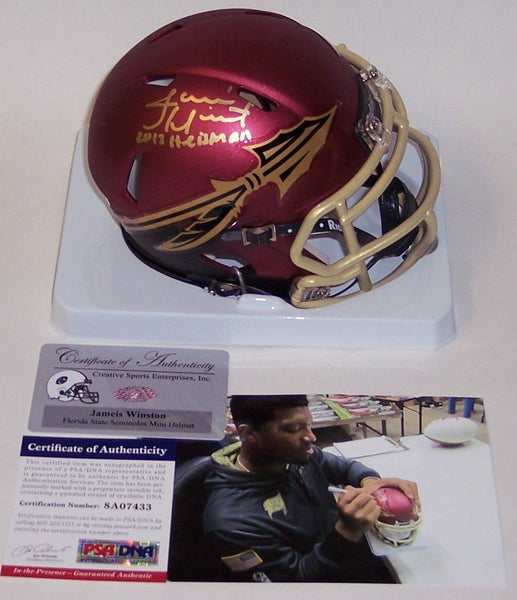 Jameis Winston Autographed Hand Signed Florida State Seminoles Garnet Speed Mini Helmet - PSA/DNA