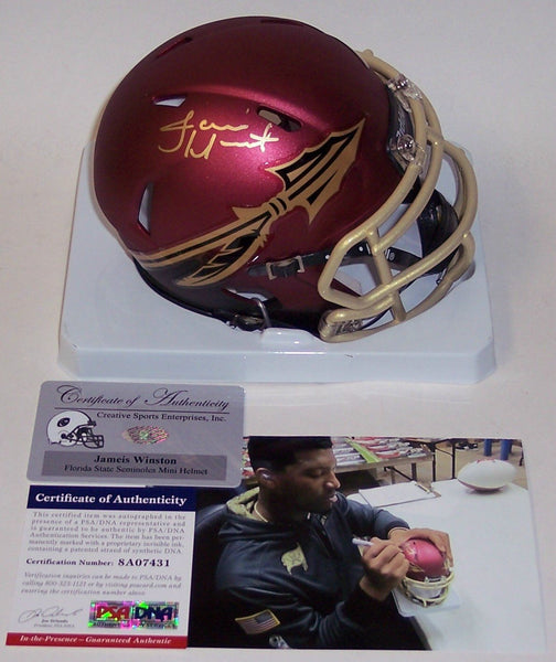 Jameis Winston Autographed Hand Signed Florida State Seminoles Garnet Speed Mini Helmet - PSA/DNA