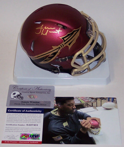 Jameis Winston Autographed Hand Signed Florida State Seminoles Garnet Speed Mini Helmet - PSA/DNA