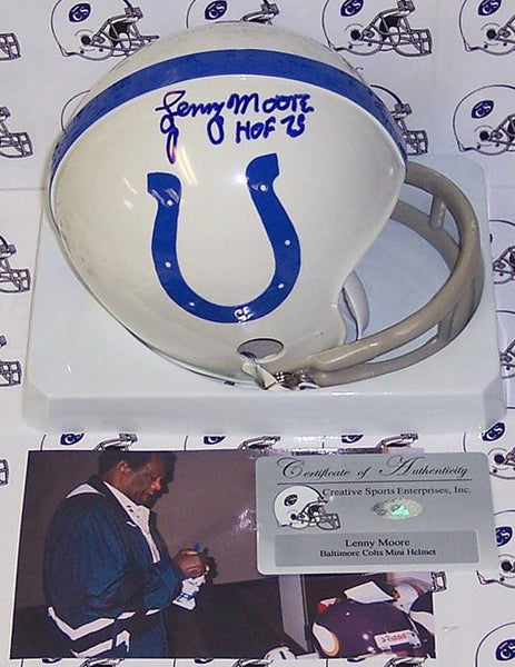 Lenny Moore Autographed Hand Signed Colts Mini Helmet