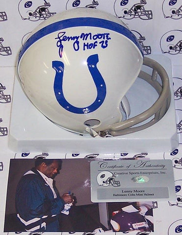 Lenny Moore Autographed Hand Signed Colts Mini Helmet