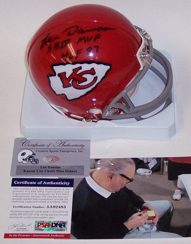 Len Dawson Autographed Hand Signed Chiefs Mini Helmet - PSA/DNA