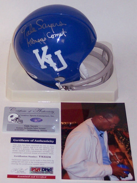 Gale Sayers Autographed Hand Signed Kansas Jayhawks 2-Bar Mini - PSA/DNA