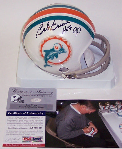 Bob Griese Autographed Hand Signed Dolphins 2-Bar Mini Helmet - PSA/DNA