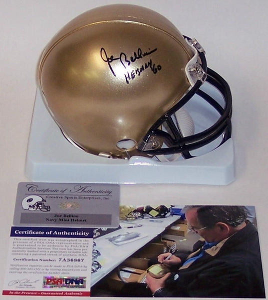 Joe Bellino Autographed Hand Signed Navy Midshipmen Mini Helmet - PSA/DNA