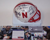 Eric Crouch, Mike Rozier & Johnny Rodgers Autographed Hand Signed Nebraska Cornhuskers Mini Helmet - PSA/DNA