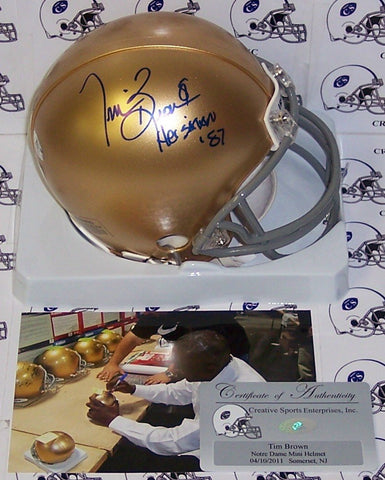 Tim Brown Hand Signed Notre Dame Fighting Irish Mini Helmet - PSA/DNA