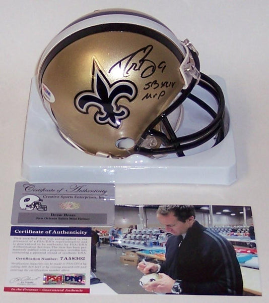 Drew Brees Autographed Hand Signed Saints Mini Helmet - PSA/DNA