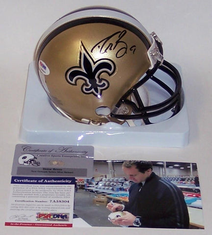 Drew Brees Autographed Hand Signed Saints Mini Helmet - PSA/DNA