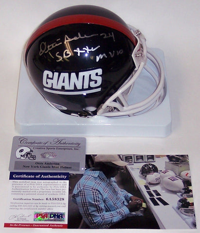 Ottis Anderson Hand Signed Giants Mini Helmet - PSA/DNA