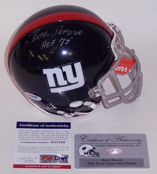 Rosie Brown Autographed Hand Signed Giants Authentic Mini Helmet - PSA/DNA