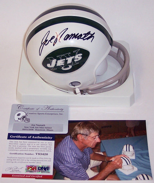 Joe Namath Autographed Hand Signed Jets 2-Bar Mini Helmet - PSA/DNA