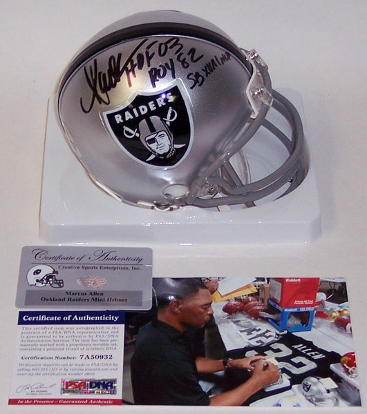 Marcus Allen Autographed Hand Signed Raiders Mini Helmet - PSA/DNA