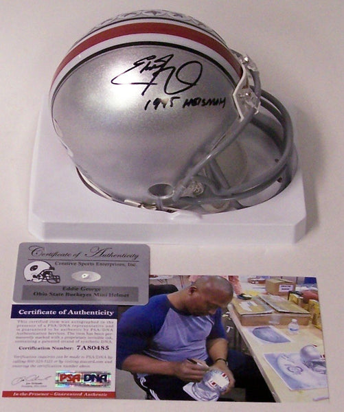 Eddie George Autographed Hand Signed Ohio State Buckeyes Mini Helmet - PSA/DNA