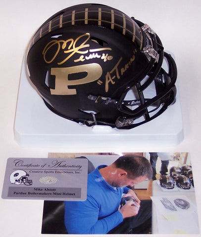 Mike Alstott Autographed Hand Signed Matte Black Purdue Boilermakers Speed Mini Helmet - PSA/DNA