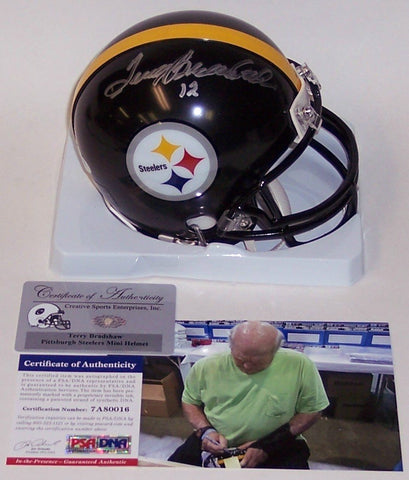 Terry Bradshaw Autographed Hand Signed Steelers Mini Helmet - PSA/DNA