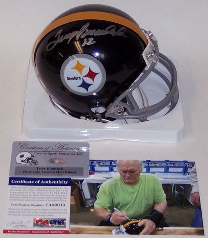 Terry Bradshaw Autographed Hand Signed Steelers Throwback Mini Helmet - PSA/DNA