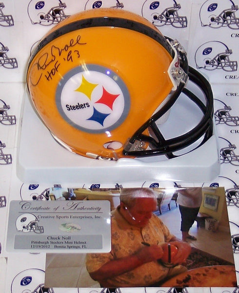 Chuck Noll Autographed Hand Signed Steelers Yellow mini helmet - PSA/DNA
