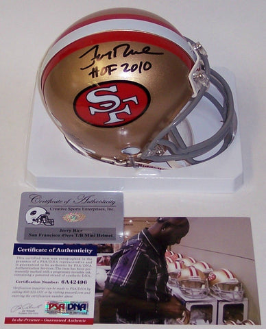 Jerry Rice Autographed Hand Signed 49ers Mini Helmet - PSA/DNA