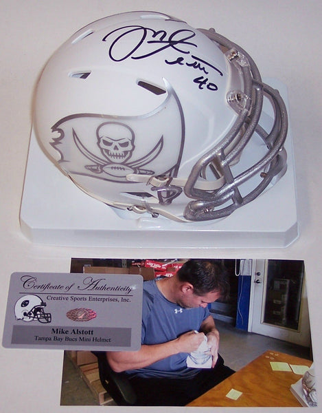 Mike Alstott Autographed Hand Signed Tampa Bay Bucs ICE Speed Mini Helmet