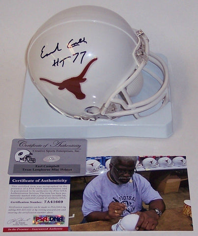 Earl Campbell Autographed Hand Signed Texas Longhorns Mini Helmet - PSA/DNA