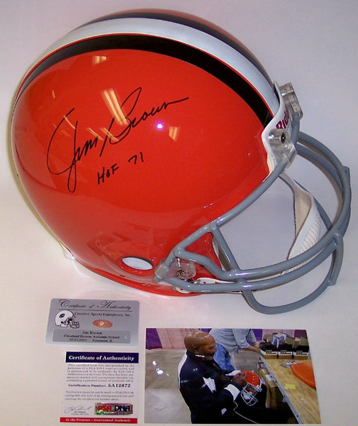 Jim Brown Hand Autographed Signed Cleveland Browns Throwback Authentic Helmet - PSA/DNA