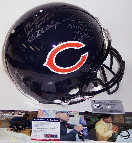 Mike Singletary, Richard dent & William Perry Autographed Hand Chicago Bears Authentic Full Size Helmet - PSA/DNA