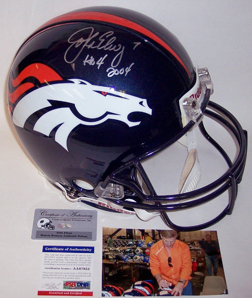 John Elway Autographed Hand Signed Denver Broncos Authentic Full Size Helmet - PSA/DNA