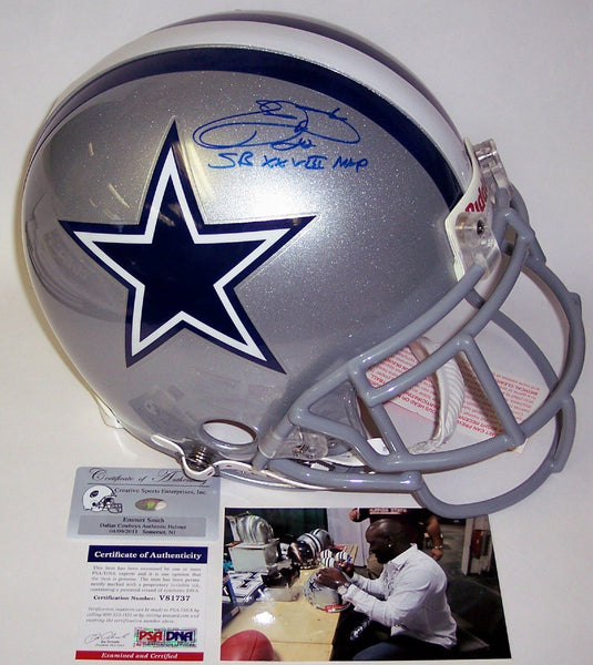 Emmitt Smith Autographed Hand Signed Dallas Cowboys Authentic Helmet - PSA/DNA