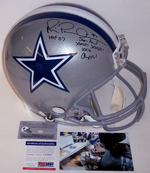 Michael Irvin Autographed Hand Signed Dallas Cowboys Full Size Authentic Helmet - PSA/DNA