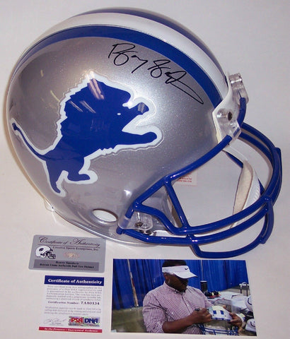 Barry Sanders Autographed Hand Signed Detroit Lions Throwback Authentic Helmet - PSA/DNA