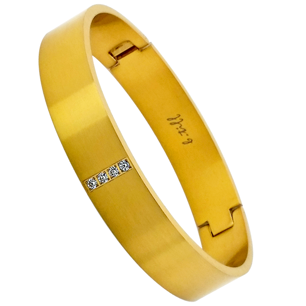 B.Tiff Signity Star Brighter than Diamond Pave Bangle Bracelet Gold, Black, Steel, Small, Med, Large