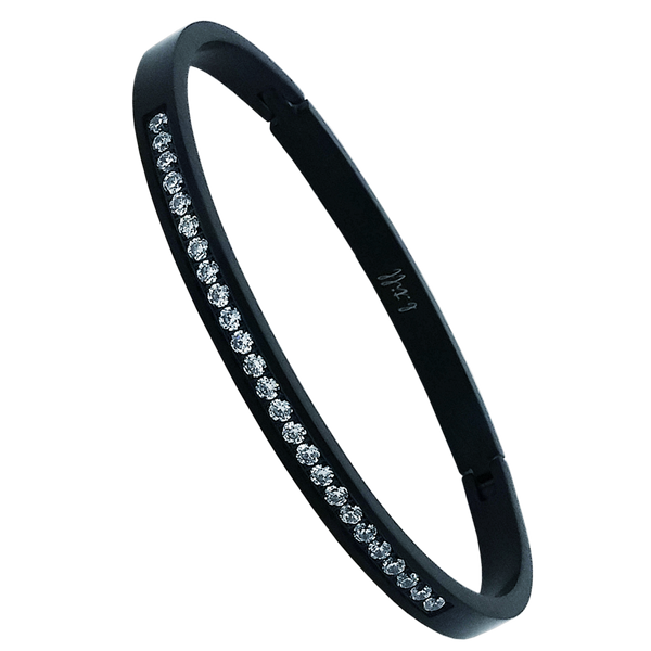 BTiff Half Eternity Matte Finished Bangle Bracelet Black, Gold, Rose Gold, Steel, Small, Med, Large