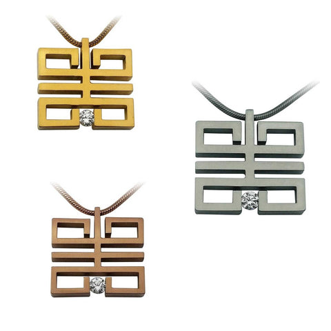 B.Tiff Signity Star Brighter than Diamond Tension Set Stain Steel Felico Pendant with Necklace