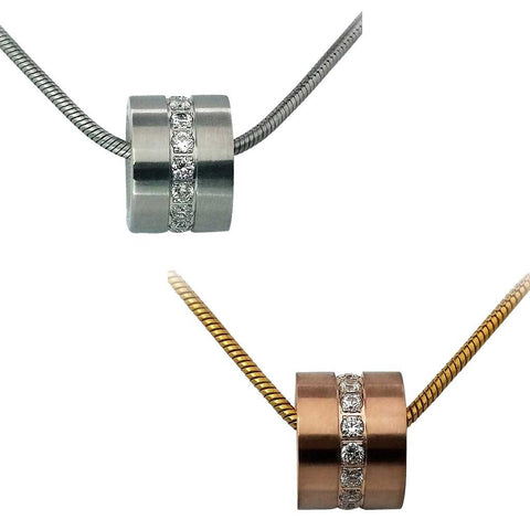 B.Tiff Signity Star Brighter than Diamond Tension Set Steel Pave Barrel Pendant