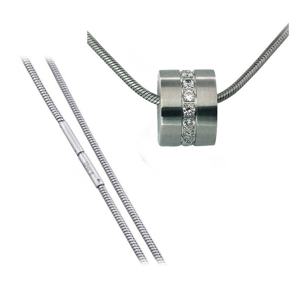 B.Tiff Signity Star Brighter than Diamond Tension Set Steel Pave Barrel Pendant