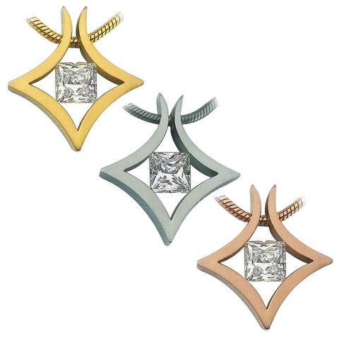 BTiff Signity Star Brighter than Diamond Steel Tension Set Natal Pendant
