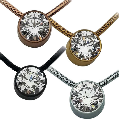 BTiff Signity Star Brighter than Diamond Tension Set Steel Solitaire Pendant