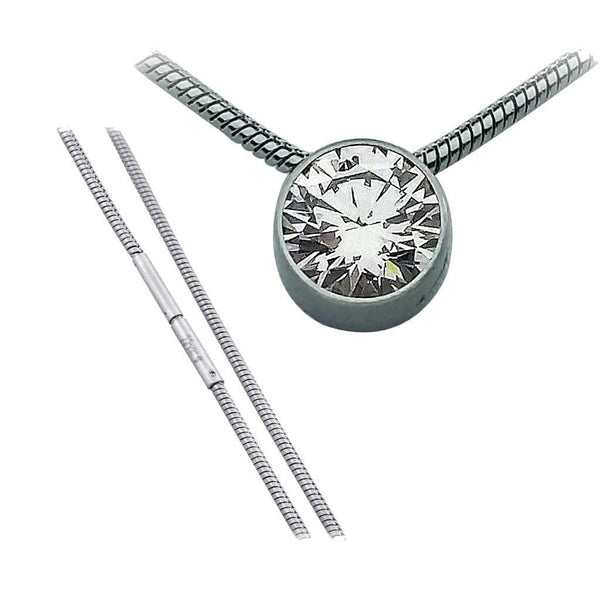 BTiff Signity Star Brighter than Diamond Tension Set Steel Solitaire Pendant