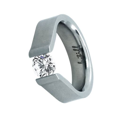 B.Tiff Signity Star Brighter than Diamond Tension Set Round Solitaire 1Ct Ring